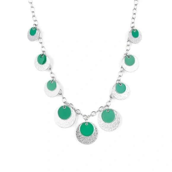 Silver and Green Pendant Necklace - Picture 2 of 7